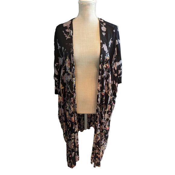 Angie Cardigan Cover-up Women's Small Short Sleeve Floral Oversized Long… - Picture 1 of 8